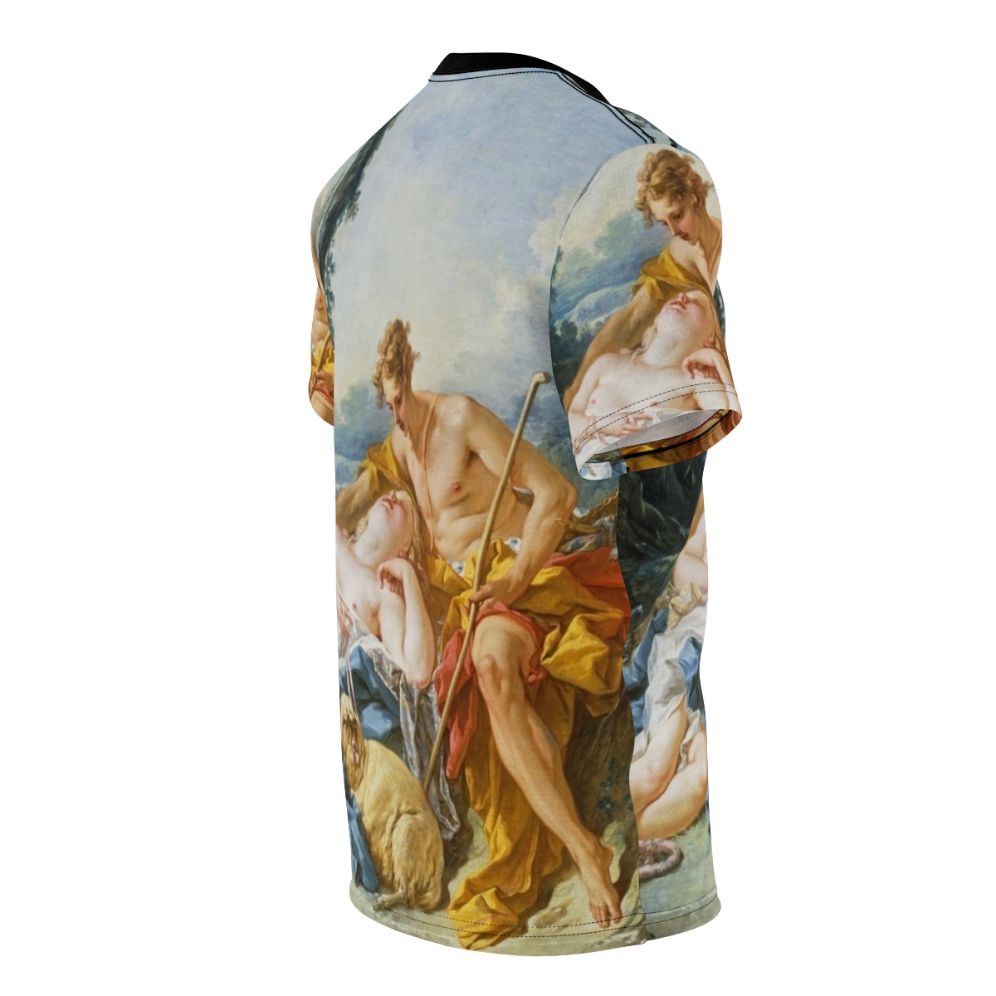 Daphnis and Chloe inspired French art t-shirt featuring a painting by François Boucher - men right