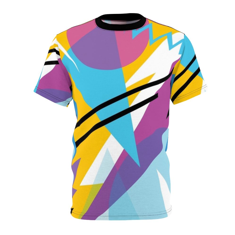 Retro 1980s style patterned t-shirt with a vibrant and radical 80s inspired design