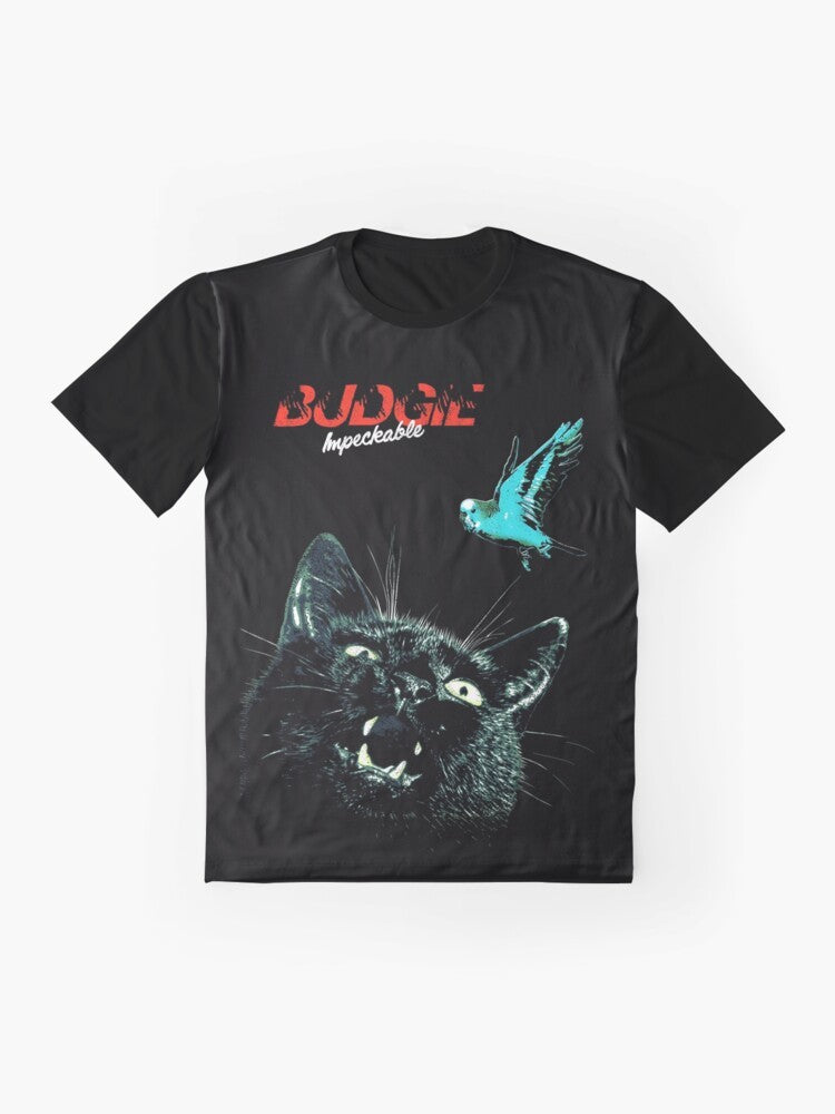 Budgie Band Impeckable Album Graphic T-Shirt - Flat lay