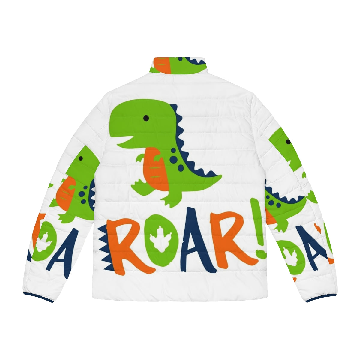 Dinosaur-themed puffer jacket with padded and crinkly design for adult babies and diaper lovers - Back