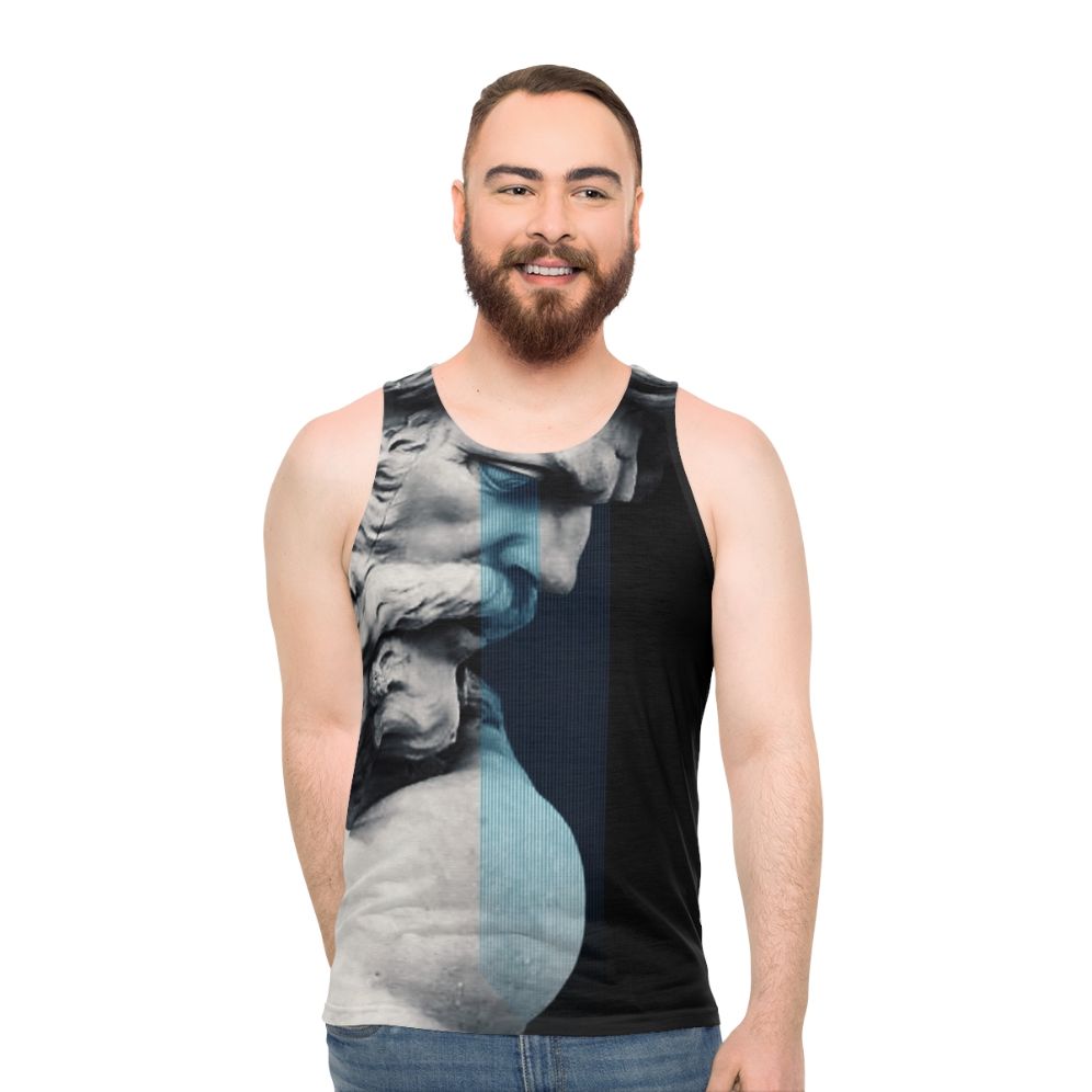 Degeneration unisex tank top with graphic design inspired by Greek mythology - men