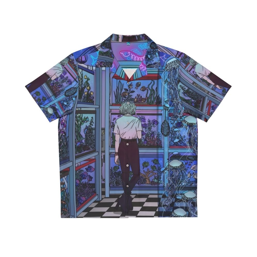 Aquarium Hawaiian Shirt with Neon Fish and Jellyfish