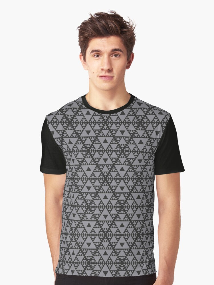 Mocap pattern graphic t-shirt featuring a repeating triangle design - Men