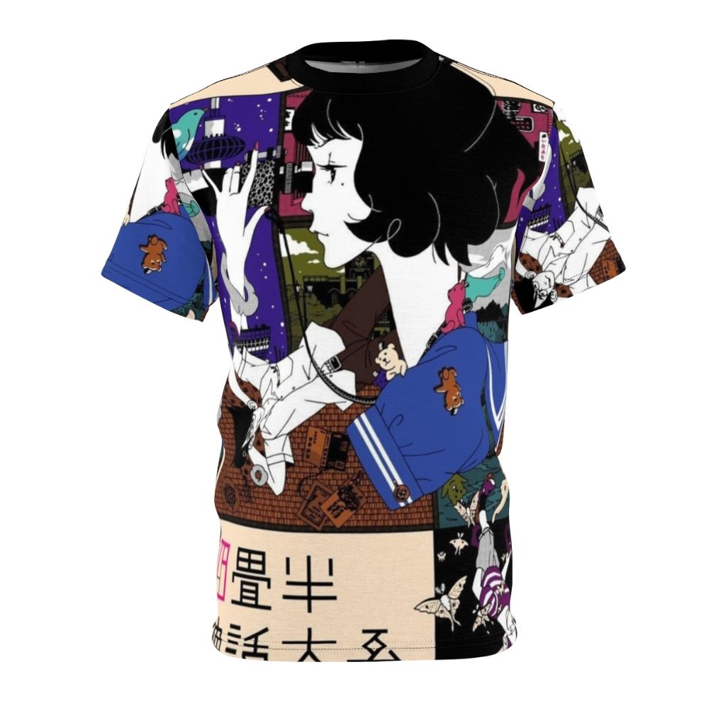 Stylized Tatami Galaxy anime-inspired art on a t-shirt