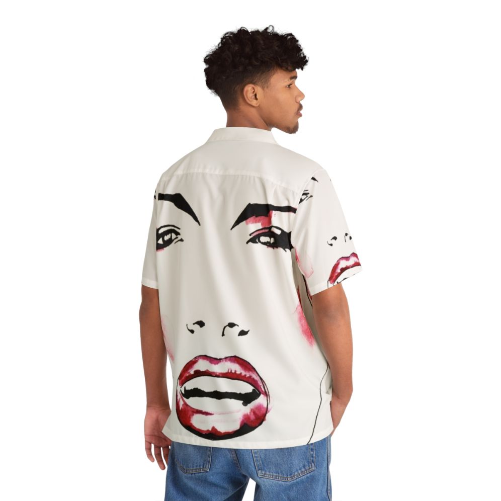 Vintage-style Hawaiian shirt featuring a portrait of music icon Grace Jones - People Back