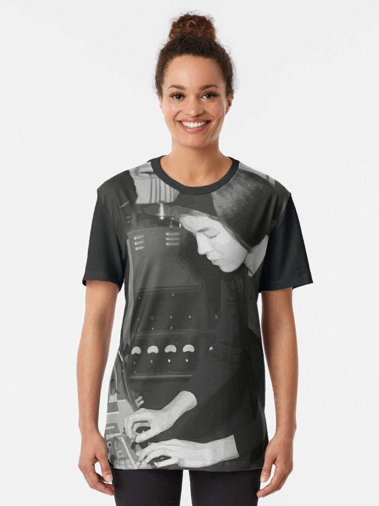 Delia Derbyshire inspired electronic music graphic t-shirt - Women