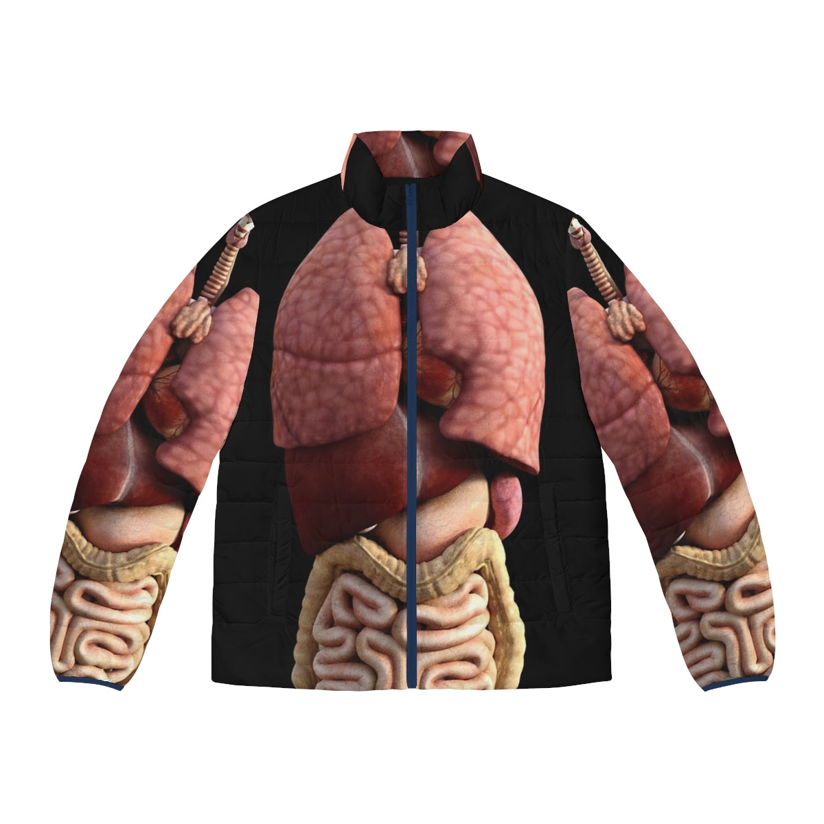 3D Internal Organs Puffer Jacket - Humorous Medical Apparel with Human Anatomy Design