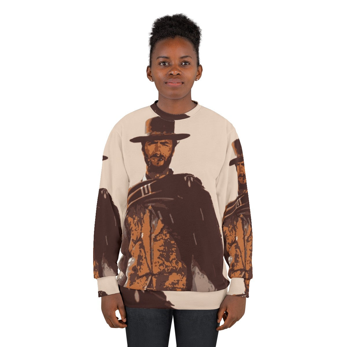 Clint Eastwood Sweatshirt, Iconic Actor Wearing Cowboy Hat - women