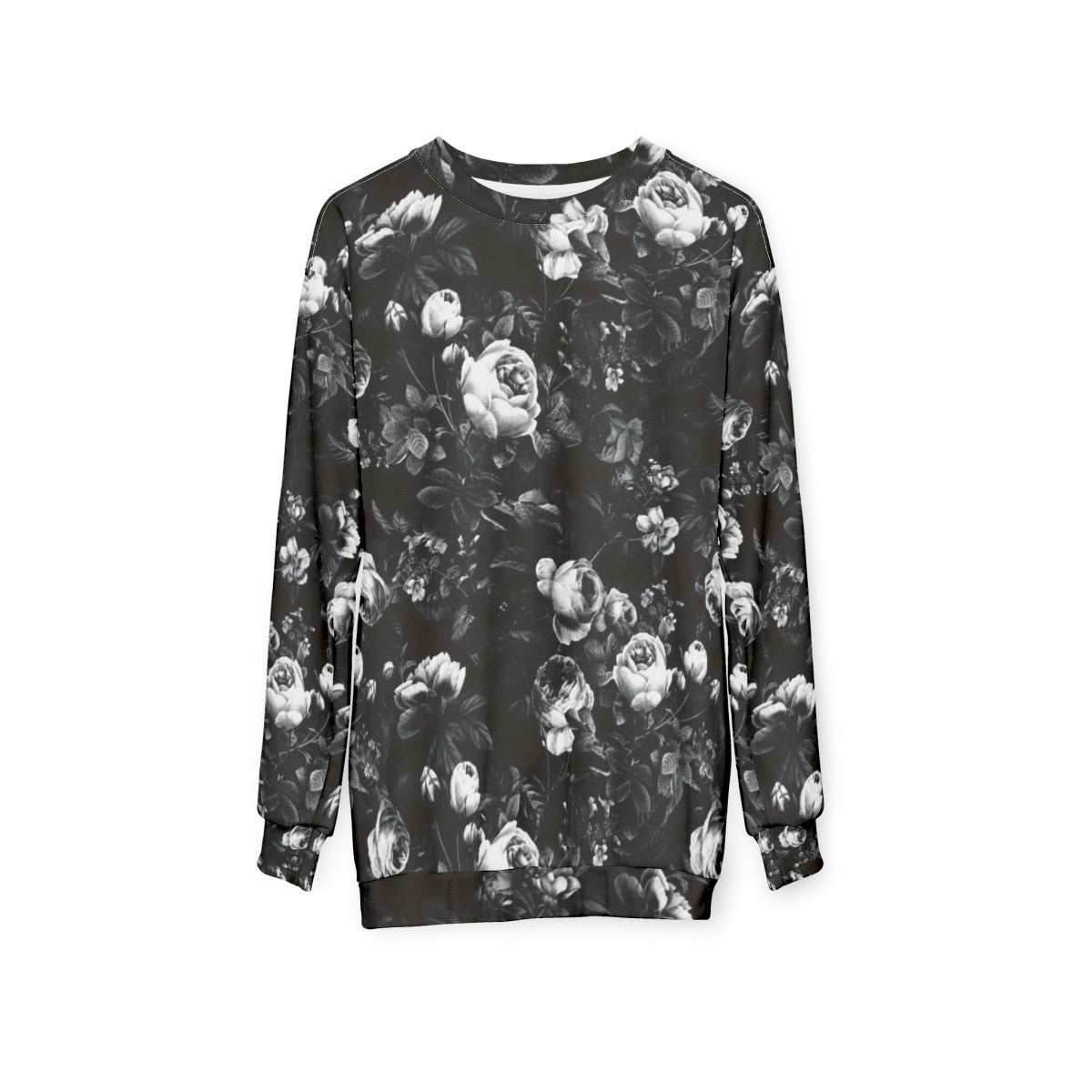 Roses Black and White Sweatshirt - hanging