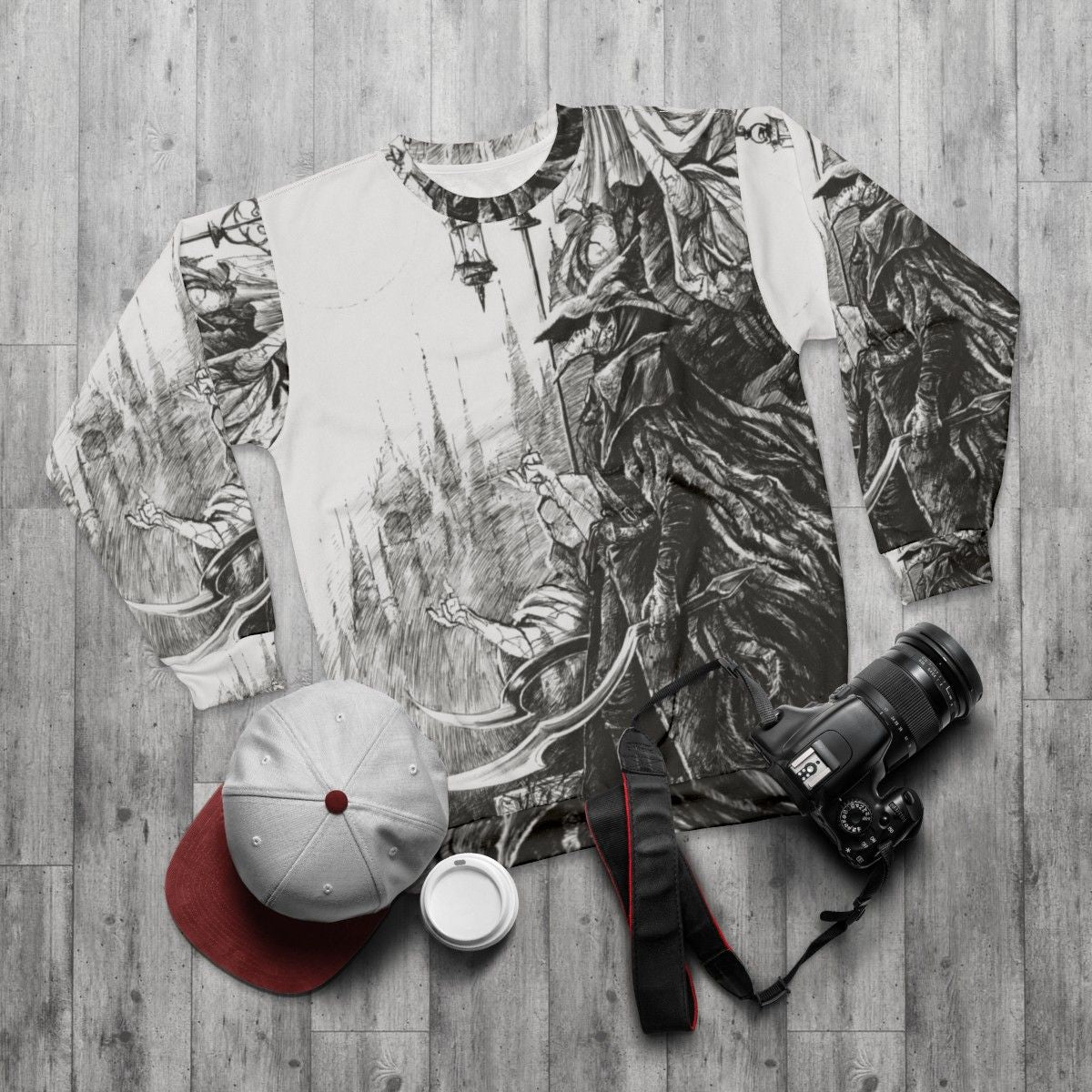 Bloodborne Eileen the Crow Plague Doctor Sweatshirt - flat lay