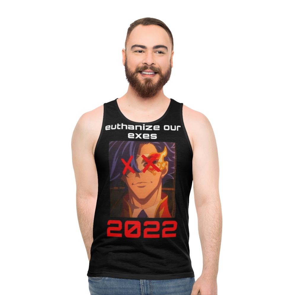 Anime-inspired unisex tank top with a skate-inspired graphic design - men