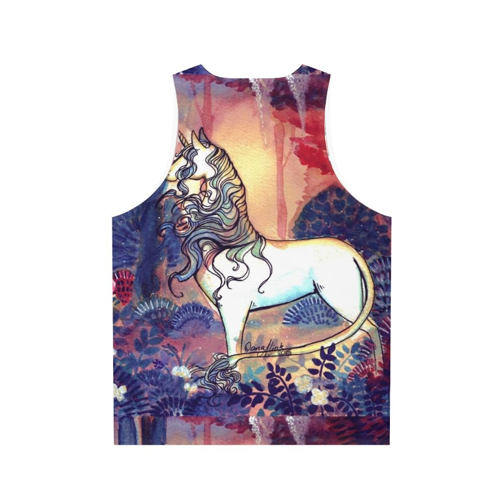 Watercolor unicorn design on a unisex tank top - Back