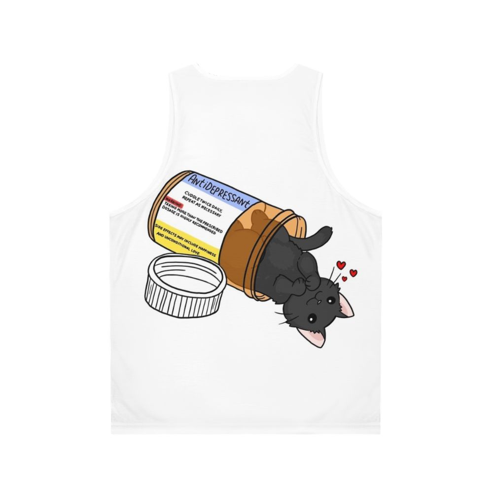 Cute Kitty Mental Health Medication Unisex Tank Top - Back