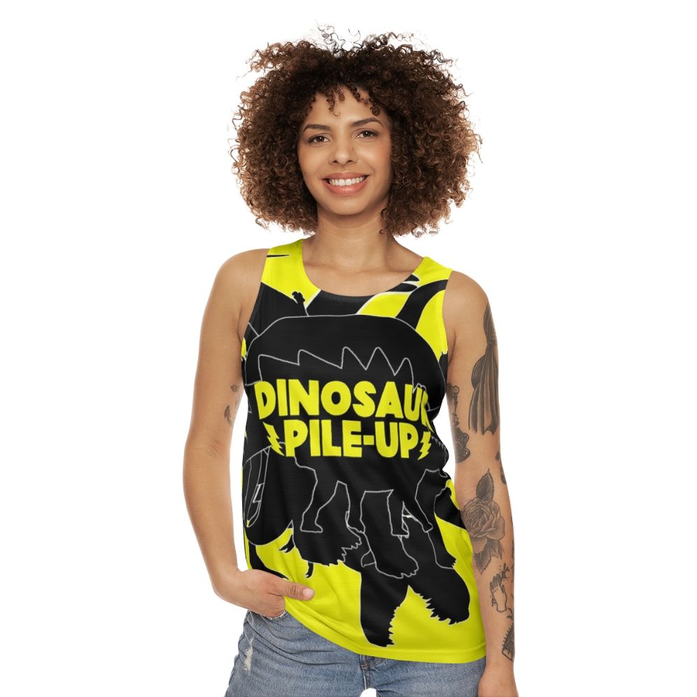 Dinosaur Pile Up Unisex Rock Band Tank Top - women