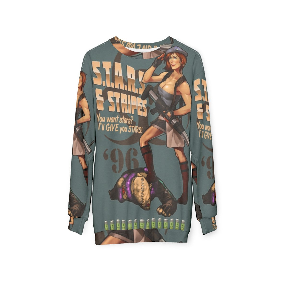 Vintage "Jill Valentine" Resident Evil Bombshell Sweatshirt - hanging