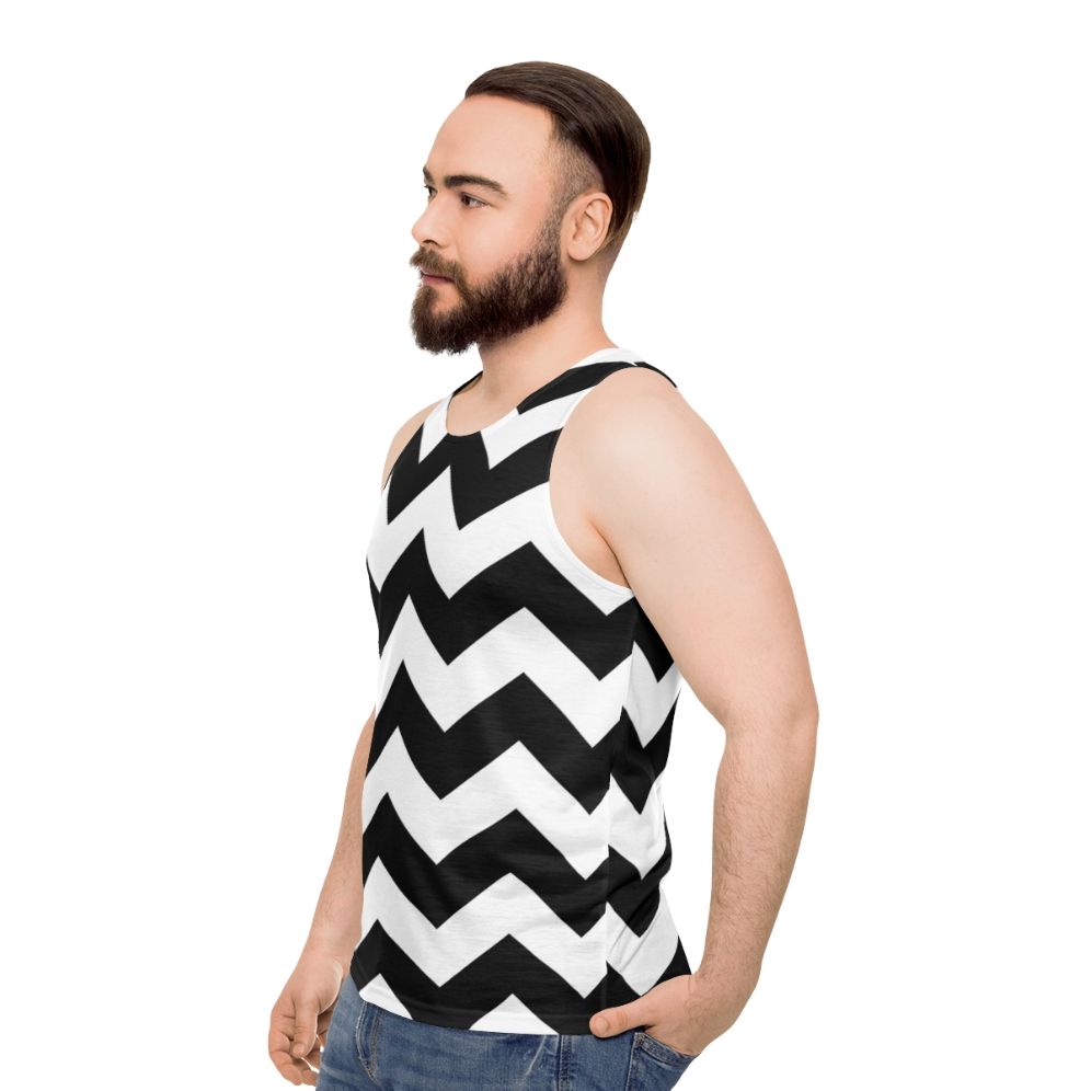 Black and White Zig Zag Unisex Tank Top - men side