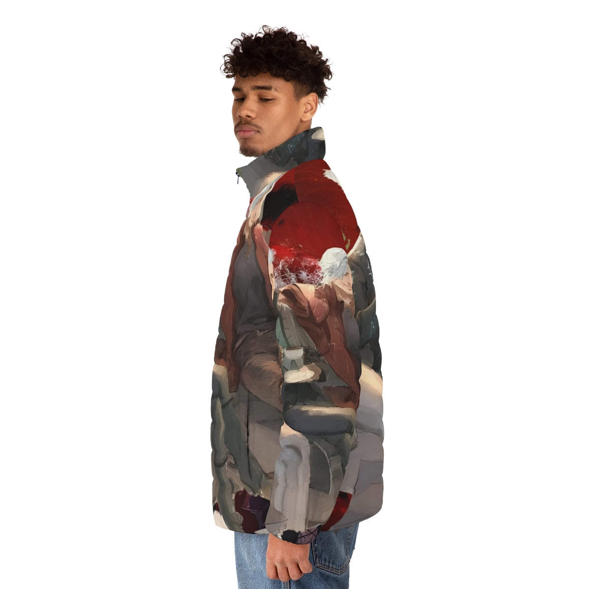 Devil May Cry Painting Puffer Jacket 3 - Anime Gaming Apparel Featuring Characters From Devil May Cry 5 - men side left