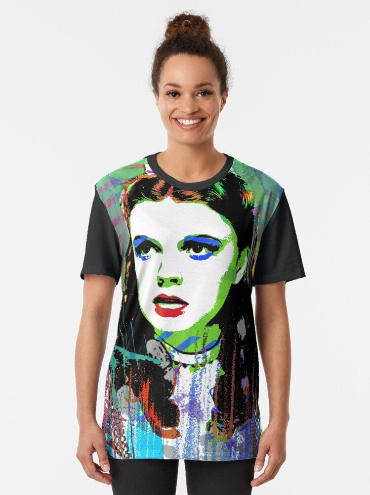 Graphic t-shirt featuring Judy Garland as Dorothy from The Wizard of Oz, a beloved LGBTQ+ icon. - Women