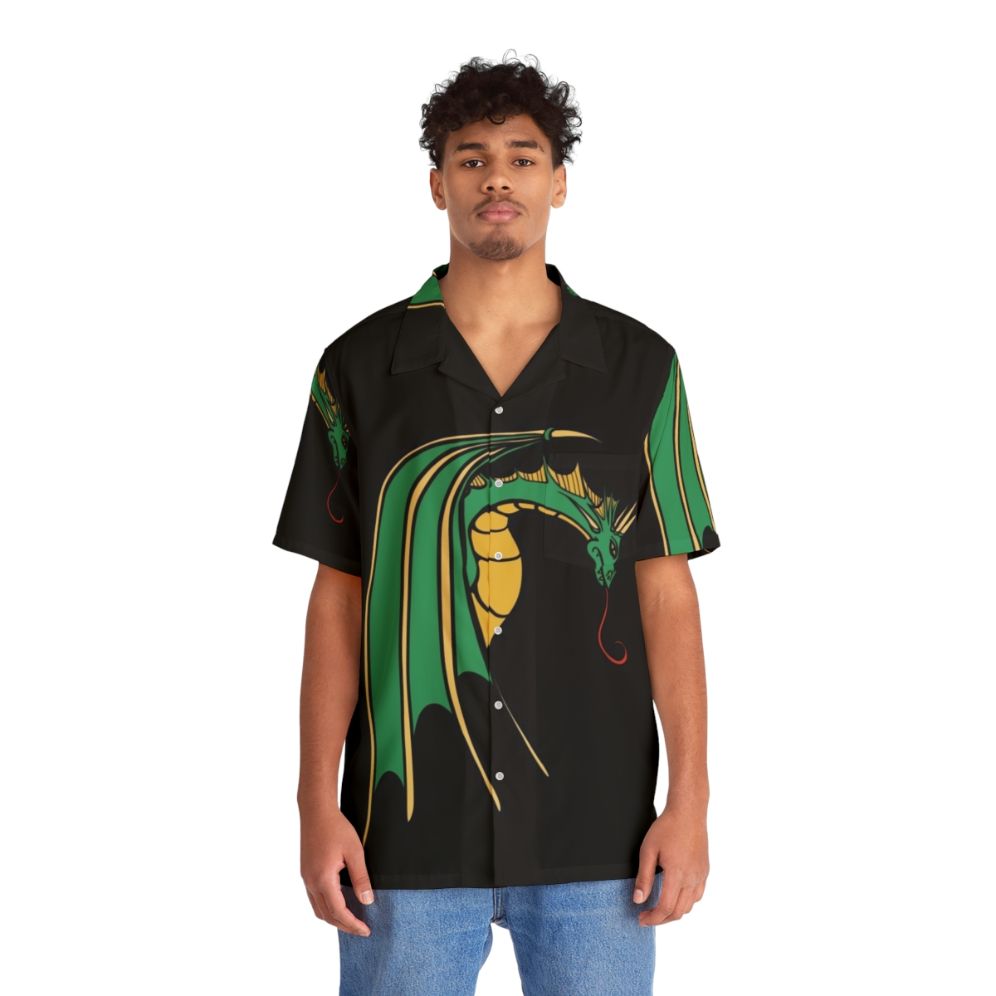 Green dragon art Hawaiian shirt - People Front