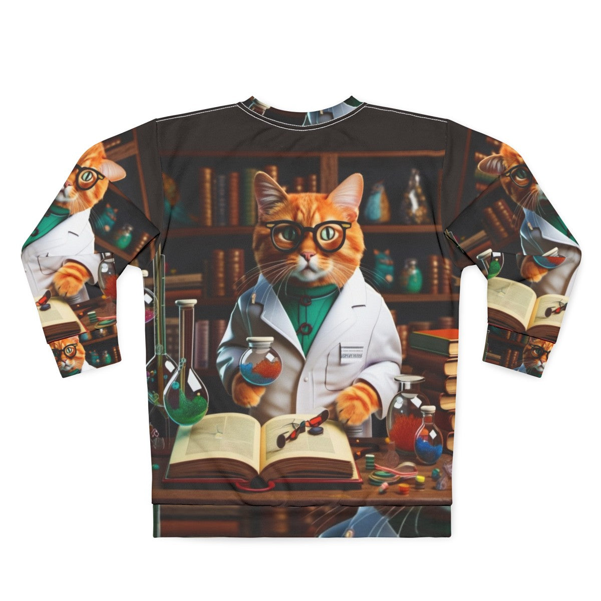 Funny cat sweatshirt with a playful design - Back