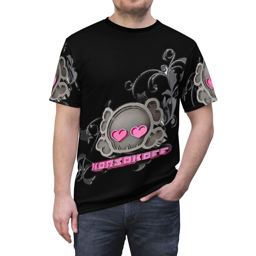 Korsakoff-inspired electronic music t-shirt with logo design - men front