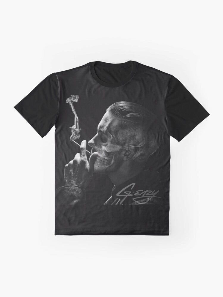 Repper G-Eazy graphic t-shirt with concert tour design - Flat lay