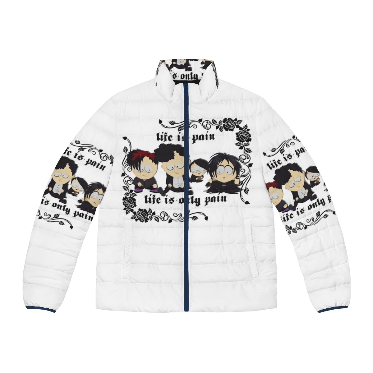 South Park Goth Kids Life Is Pain Puffer Jacket