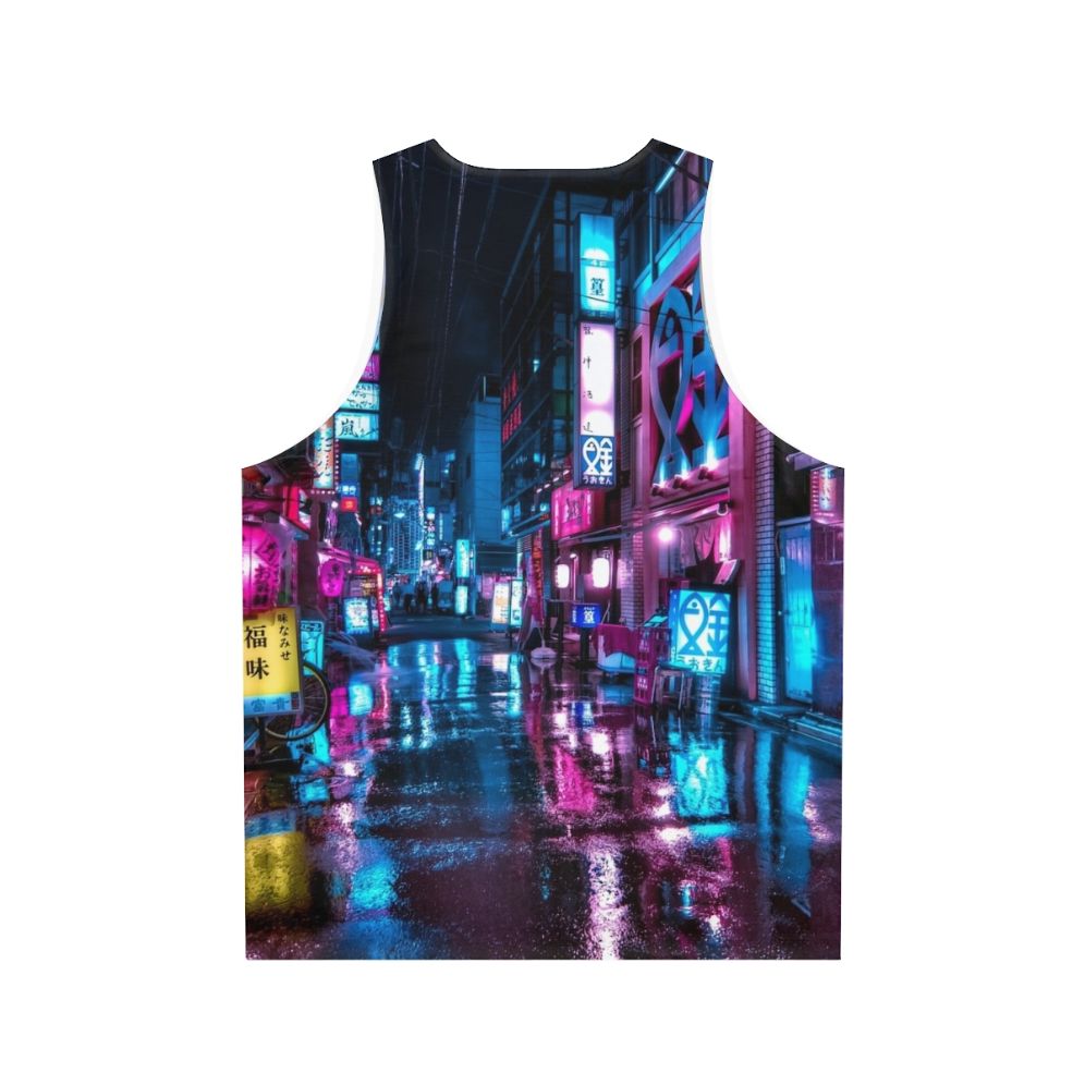 Cyberpunk Tokyo Night Unisex Tank Top - Back