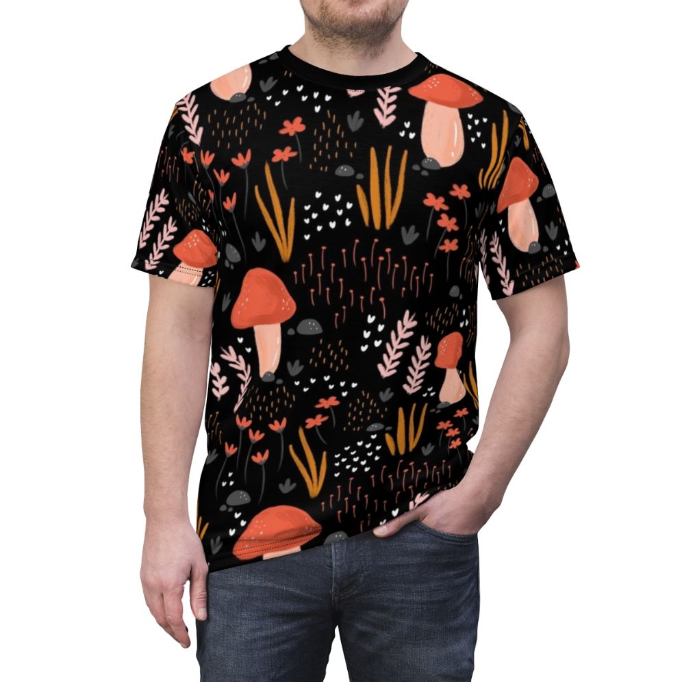 Fairy garden floral design t-shirt featuring a whimsical, botanical illustration - men front