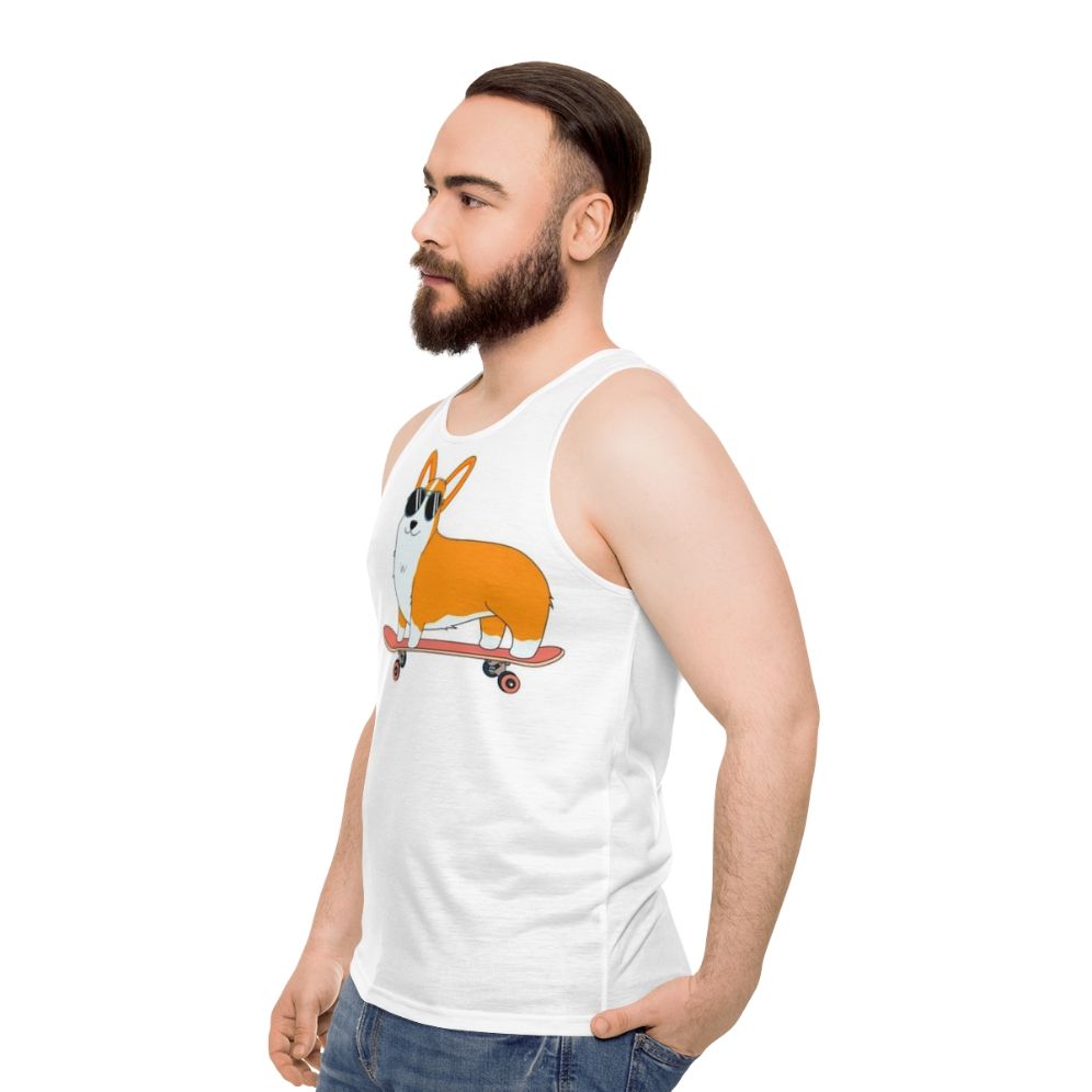 Corgi Skate Unisex Tank Top - men side