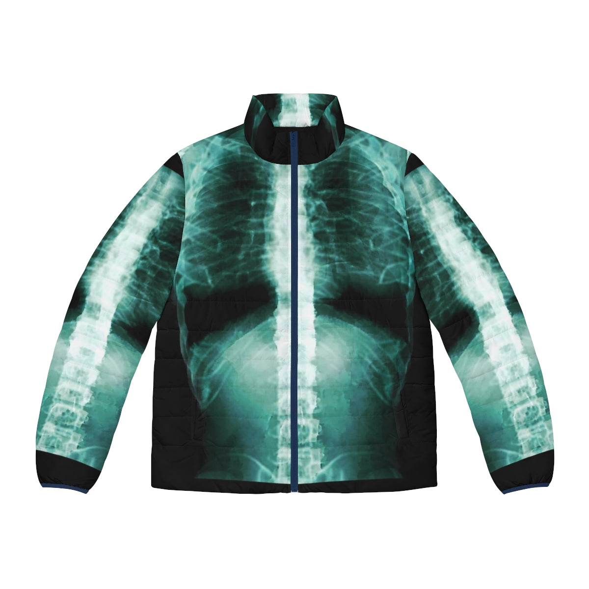 Xray puffer jacket with detailed skeleton bones and rays design