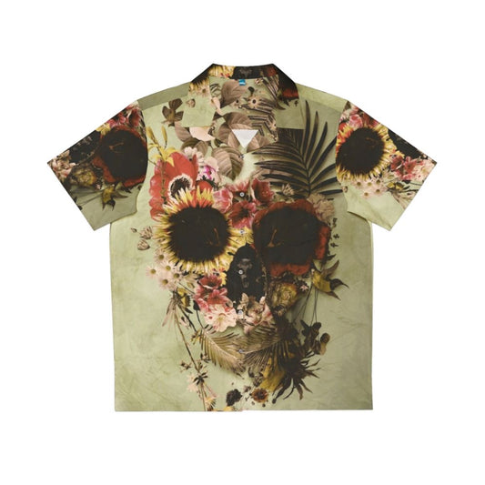 Colorful Hawaiian shirt with skull and floral design