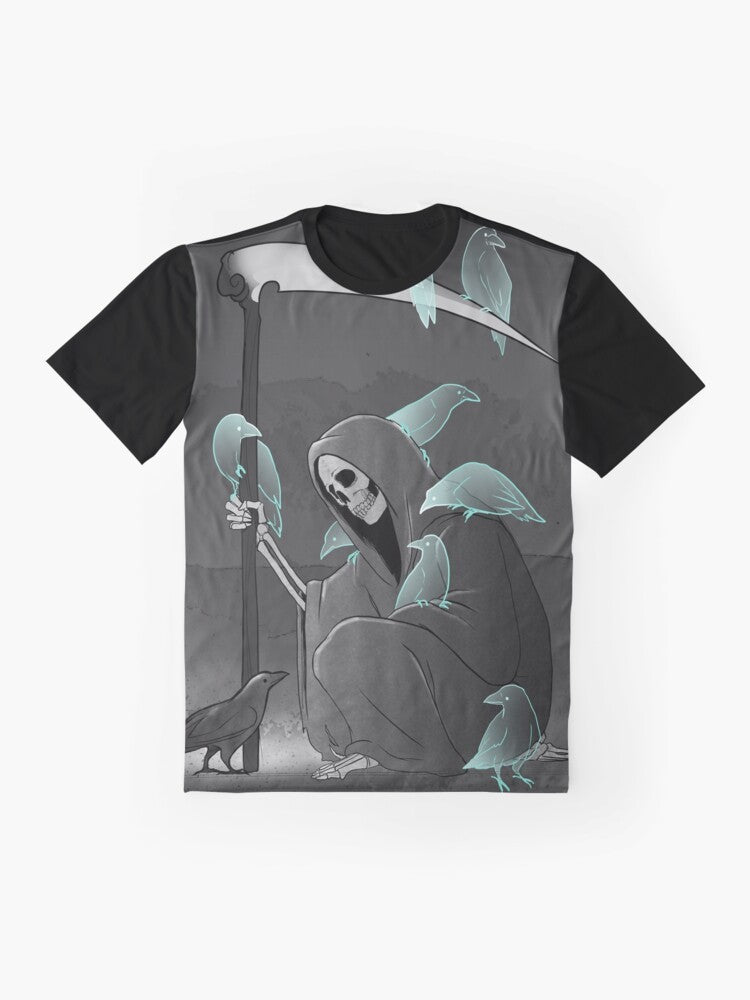 Dark crows graphic design on a t-shirt - Flat lay