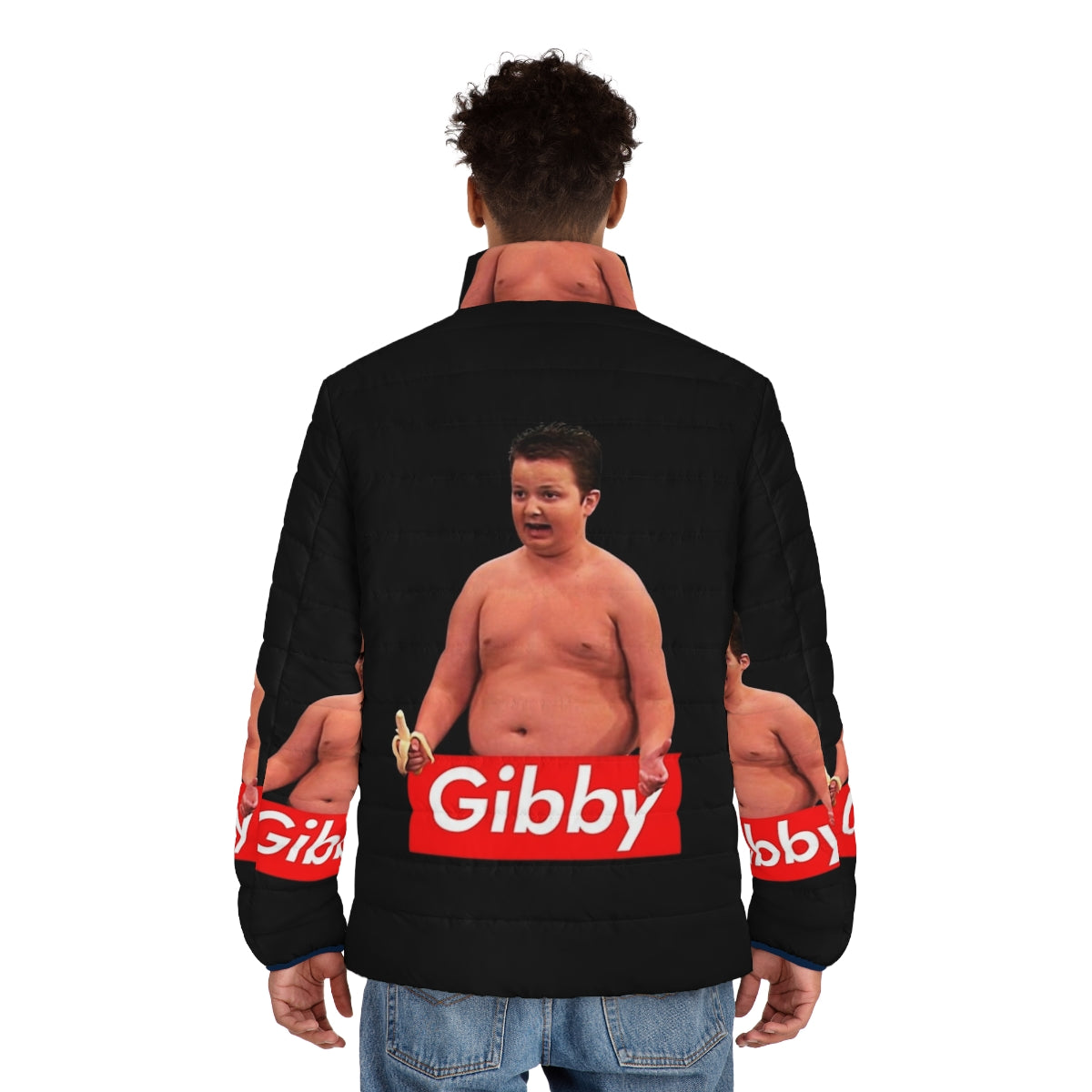 Gibby Puffer Jacket 3 featuring the iconic Gibby from iCarly - men back