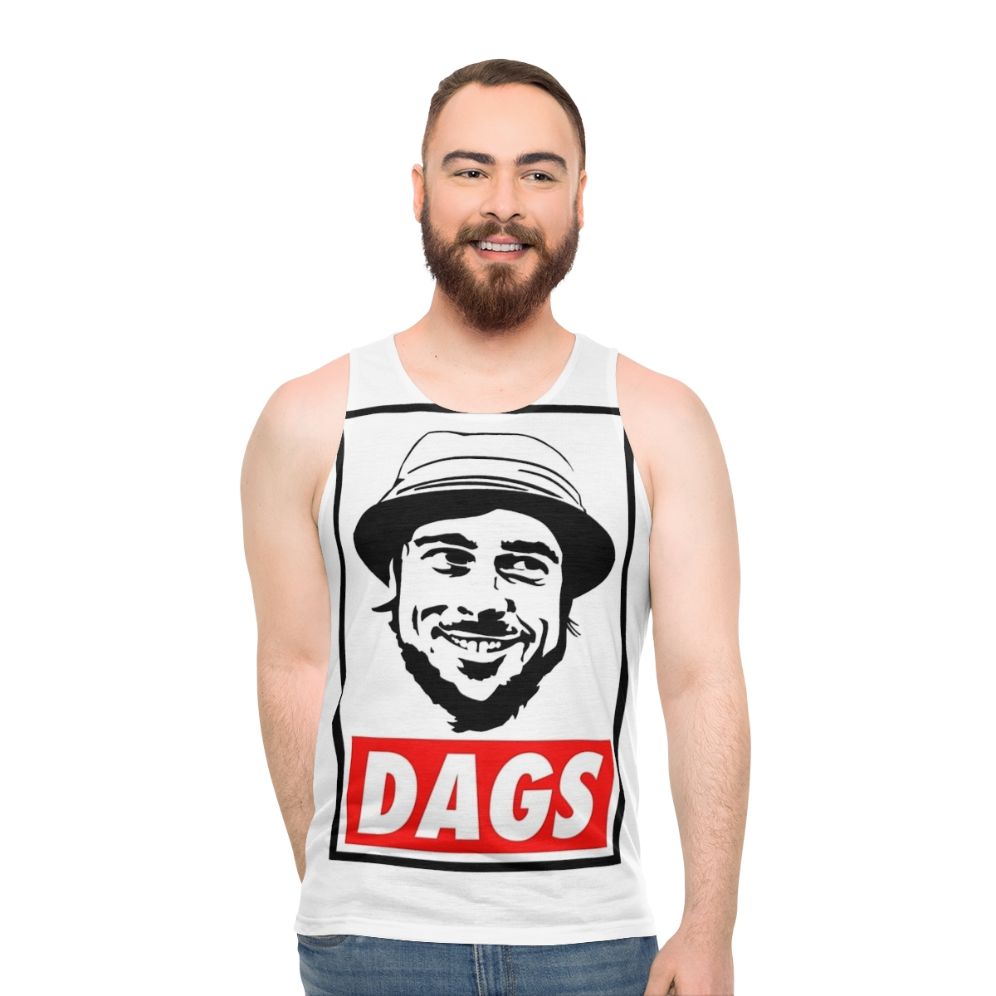 Unisex gypsy-style graphic tank top for dog lovers - men