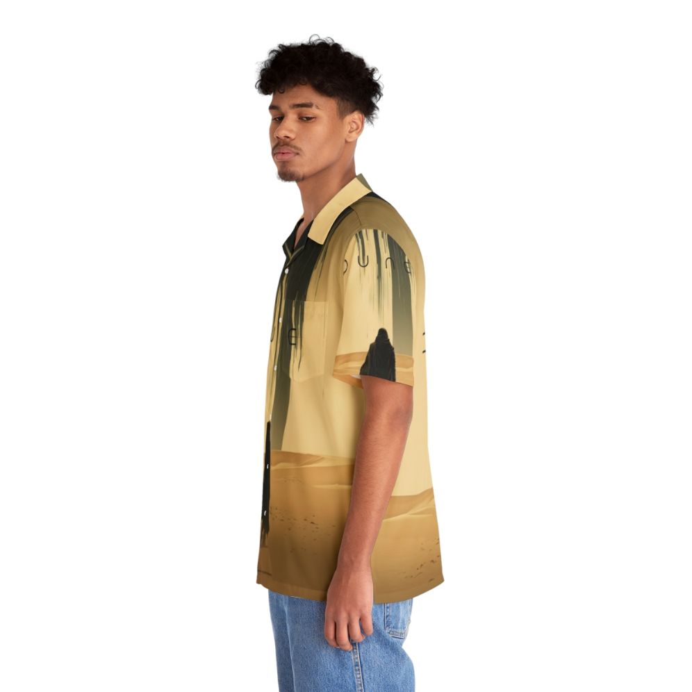 Sand colored Hawaiian shirt with desert and dune inspired design - People Left