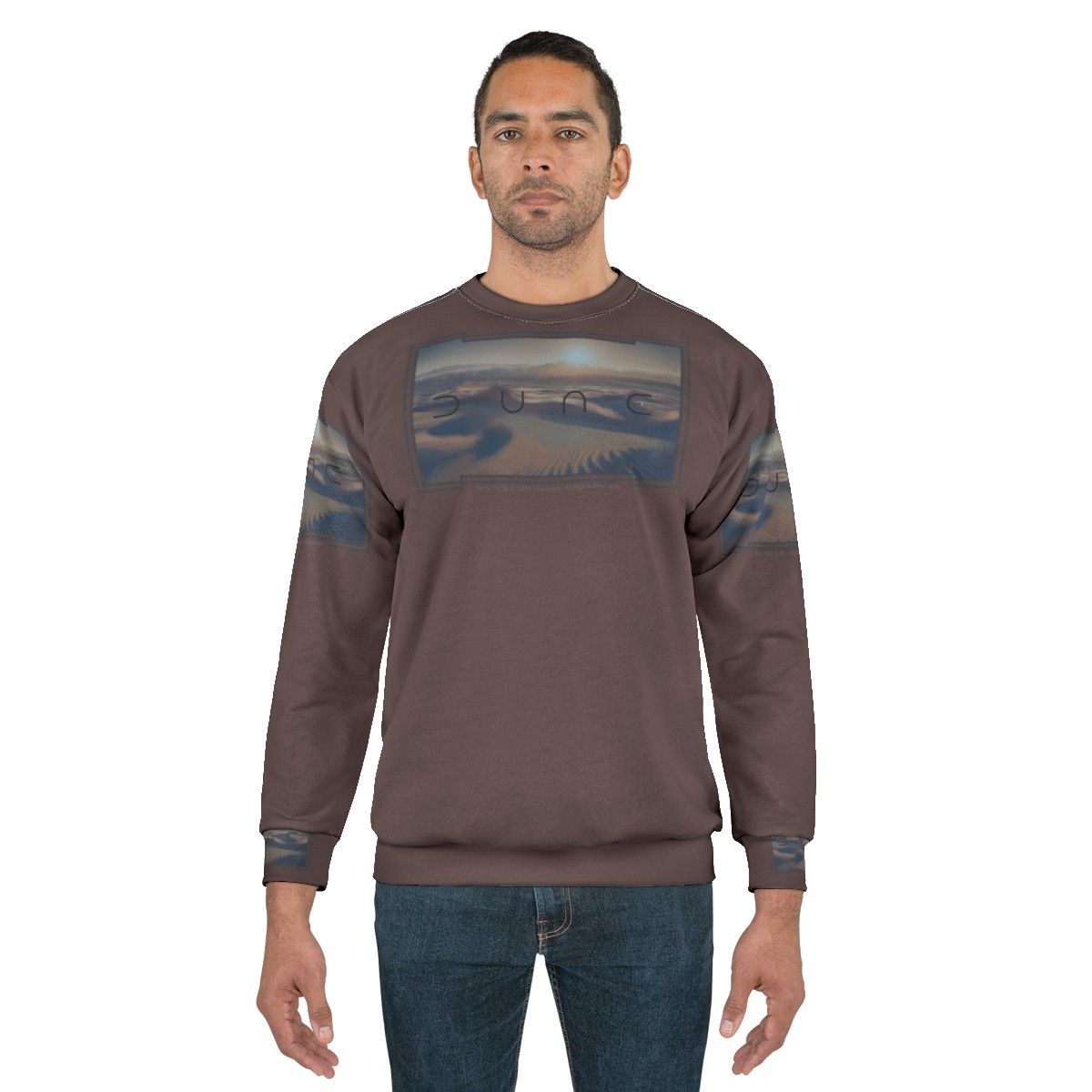 Dune movie inspired sweatshirt with cinematic desert planet design - men