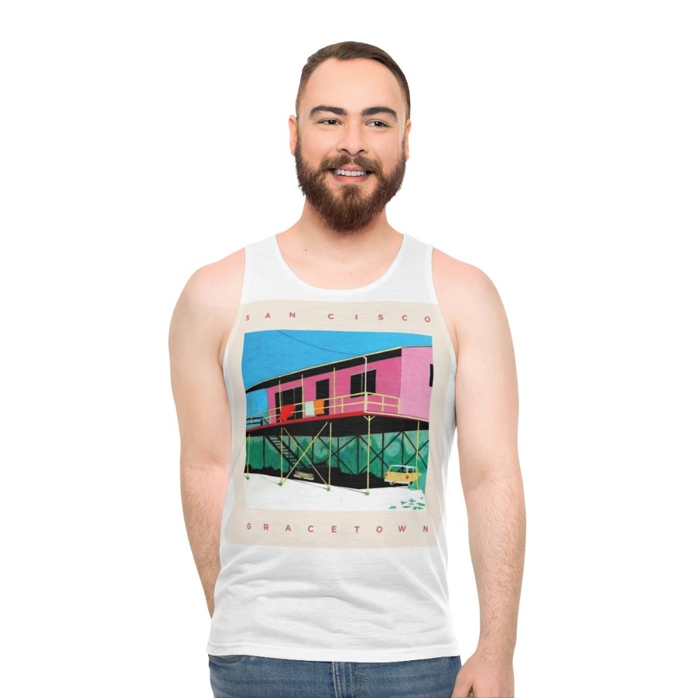 Unisex tank top with San Cisco's Gracetown album cover design - men