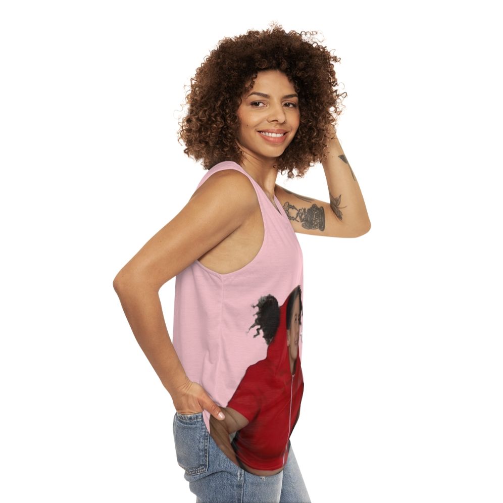 Broad City inspired unisex tank top with 'Yas Queen' text - women side