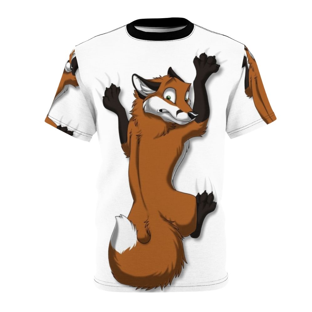 Playful red fox graphic printed on a high-quality t-shirt