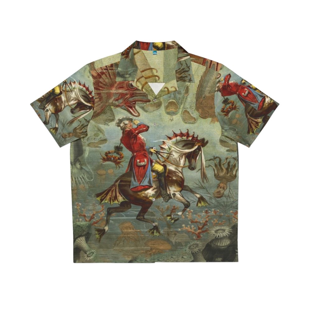 Vintage Baron Munchausen Hawaiian shirt featuring a whimsical sea horse design