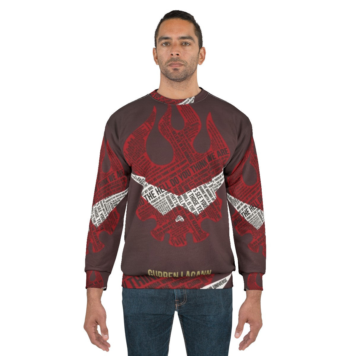 Gurren Lagann anime typography design sweatshirt - men