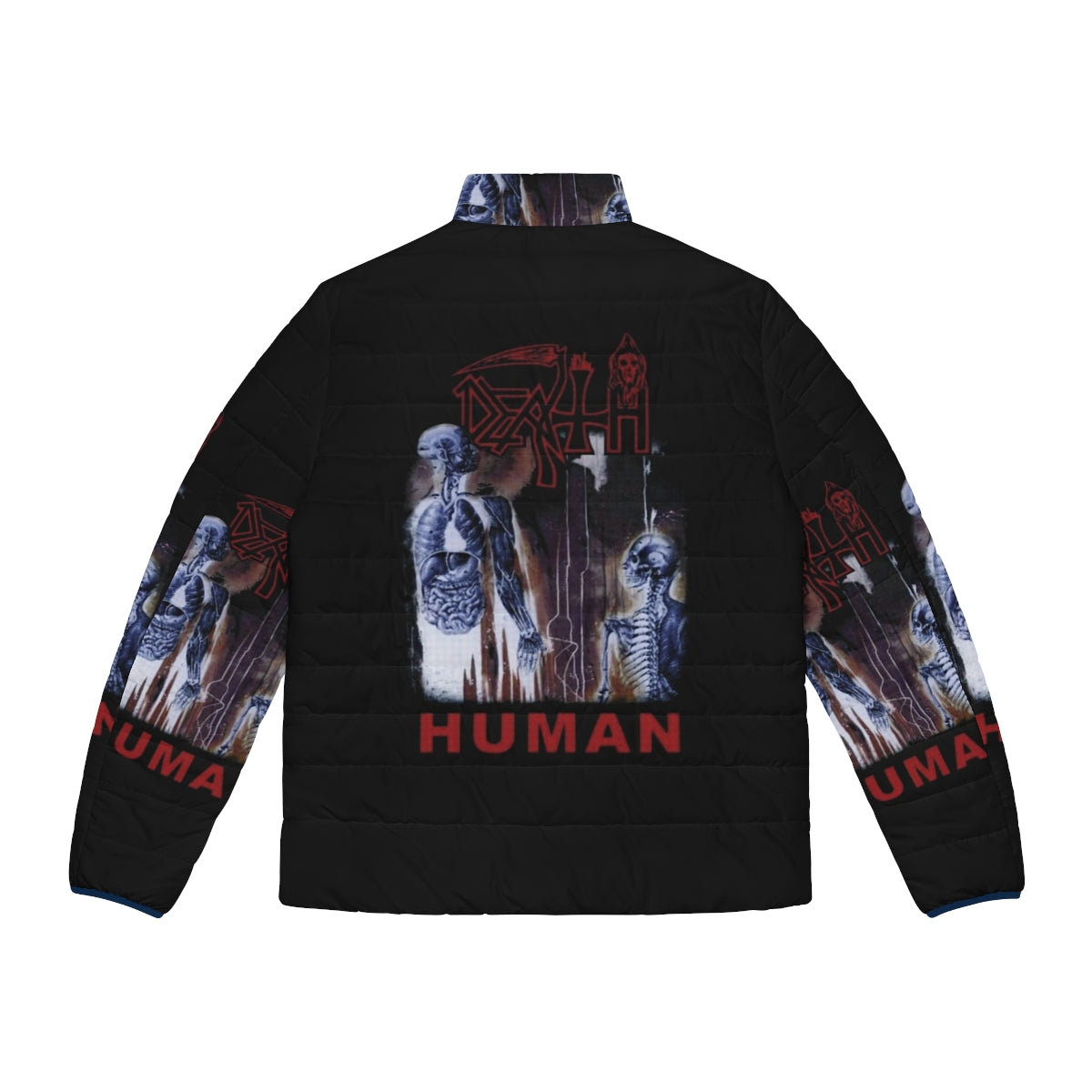 Death Metal Puffer Jacket featuring a bold graphic design - Back