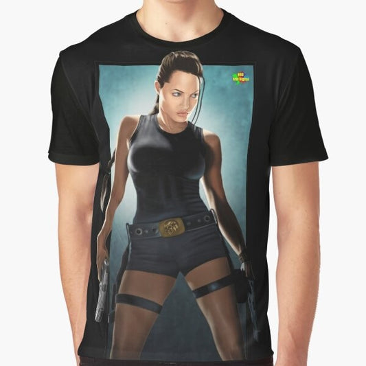 Tomb Raider Lara Croft fan art t-shirt design featuring the iconic character