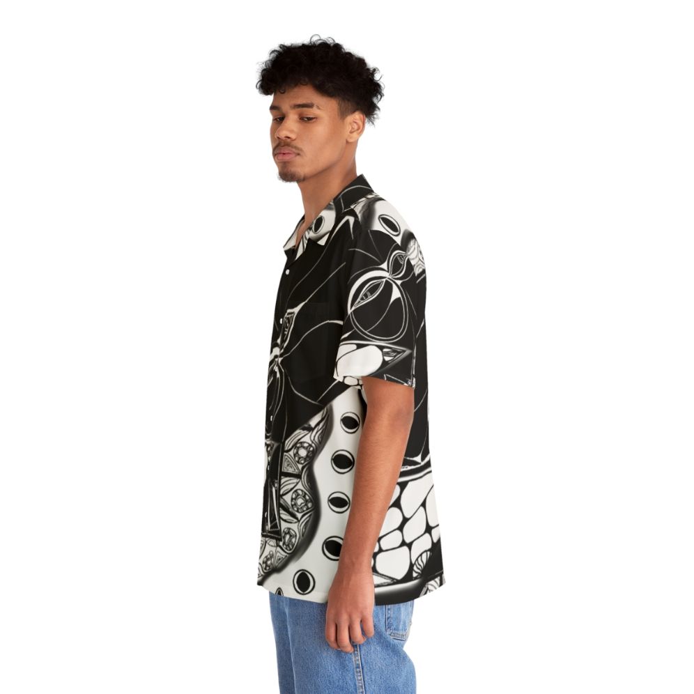 Hidden music Hawaiian shirt with monochrome musical notes and zen-inspired artwork - People Left