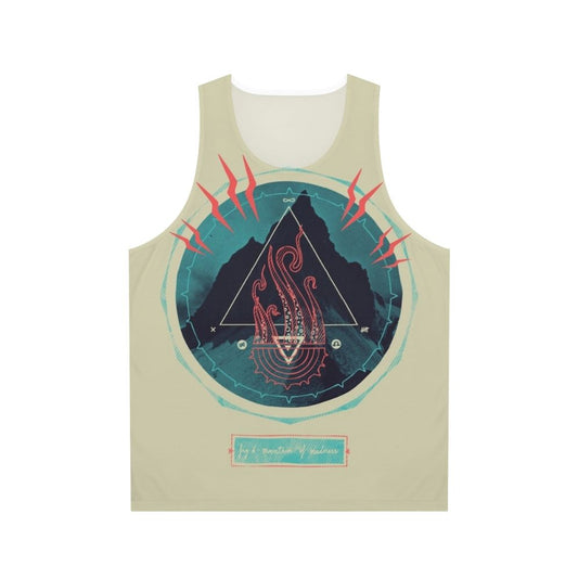 Lovecraft-inspired unisex tank top with abstract "Mountain of Madness" design