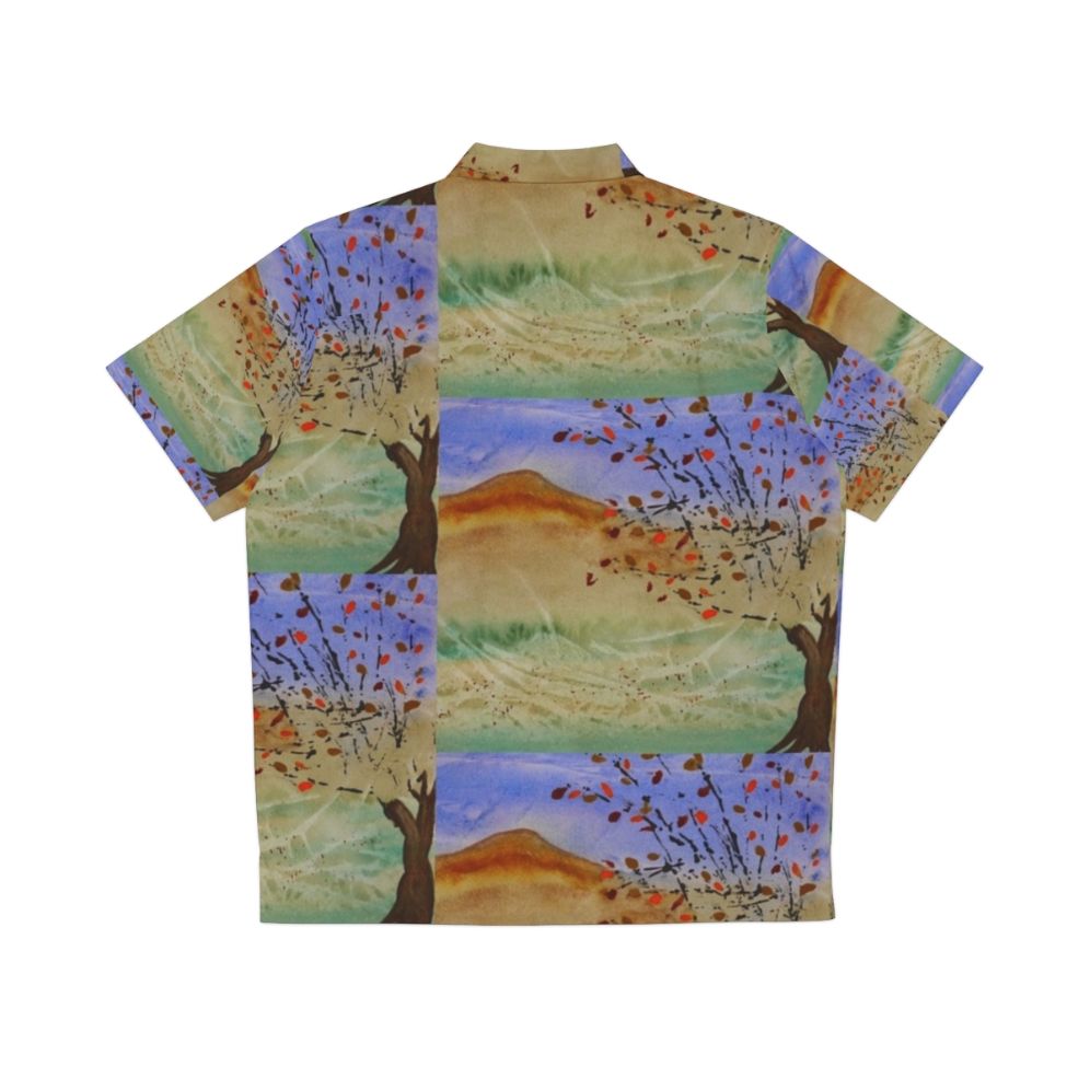 Nature-inspired Hawaiian shirt with autumn landscape - Back