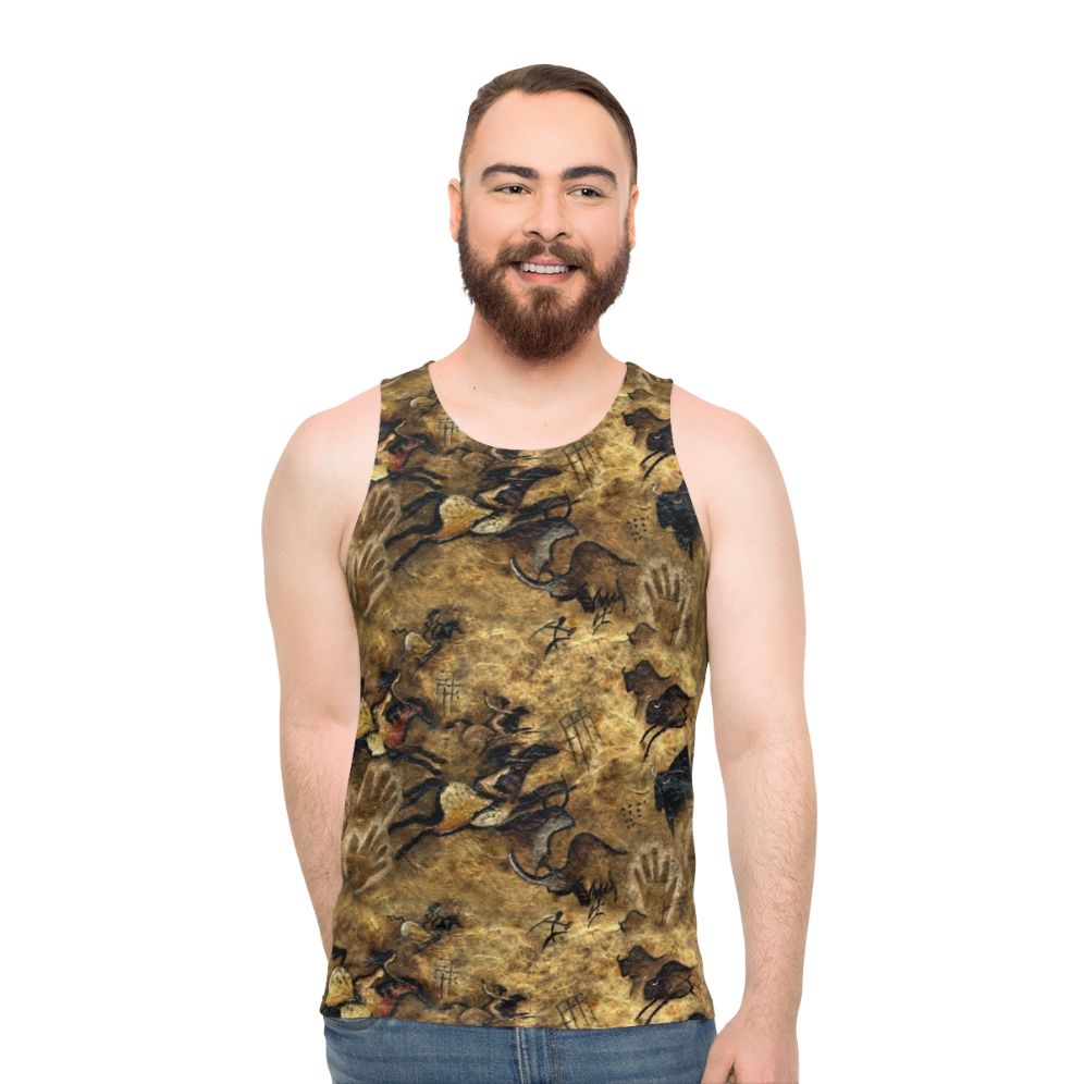 Prehistoric cave painting-inspired unisex tank top - men