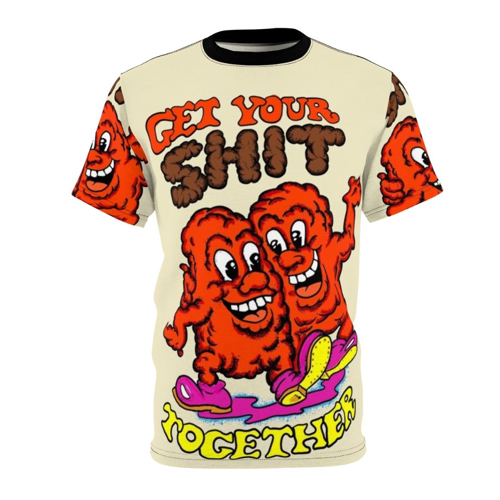 Vintage-style t-shirt with a humorous poop design