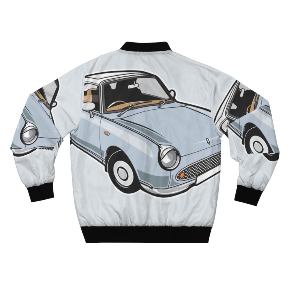 Pale aqua bomber jacket with Nissan Figaro car graphic - Back